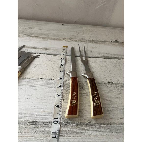 VTG REGENT SHEFFIELD STAINLESS CARVING FORK AND KNIFE SET MADE IN ENGLAND - Picture 2 of 3